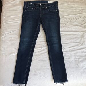 Rag & Bone Dark Indigo Slim Straight Raw Hem Jeans - Size 29